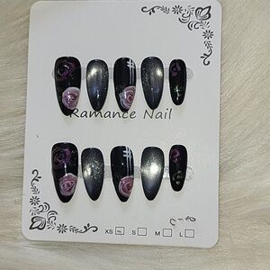 (XS)🎀Handmade Stiletto Style Romantic Roses Cateye Press On Nails